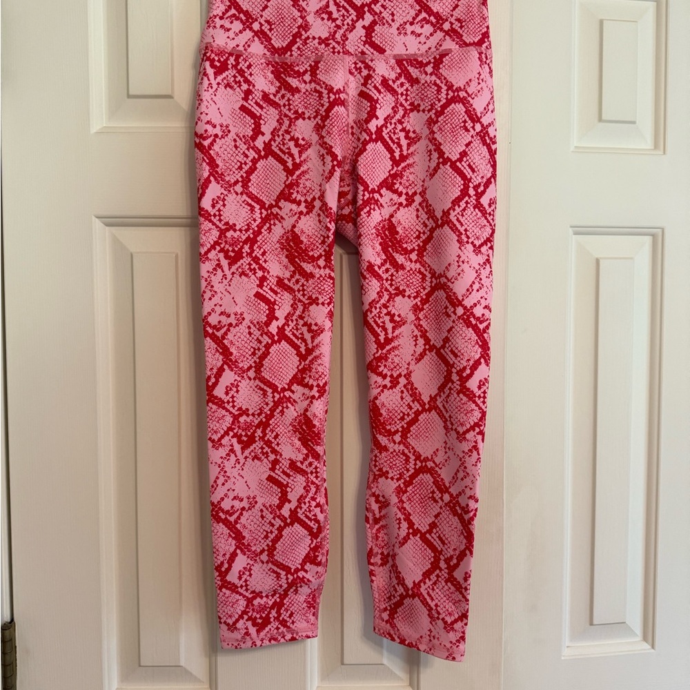 Fabletics Red and Pink Snake Print Leggings